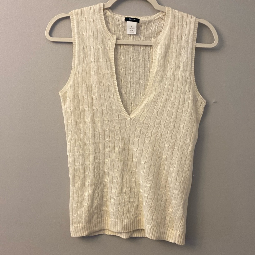 J. Crew Cream Cable Knit Sleeveless Top